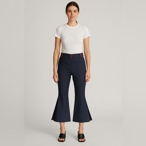 ELLERY Trousers Wool Blend Vent Back Flare Leg Cropped Wide Navy Women’s size 2